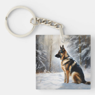 German Shepherd Let It Snow Christmas Key Ring