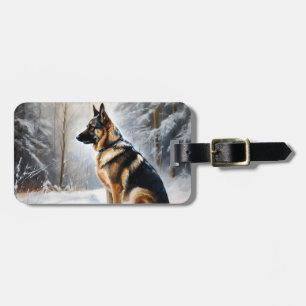 German Shepherd Let It Snow Christmas Luggage Tag
