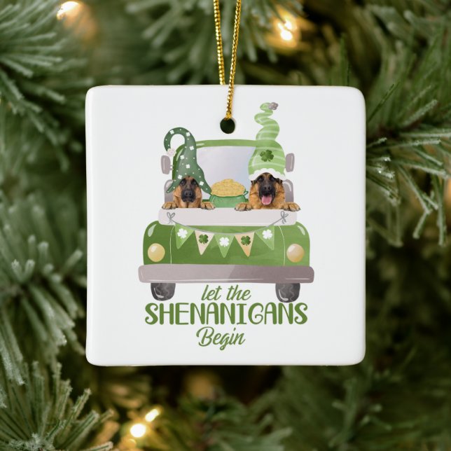 German Shepherd Let The Shenanigans Begin Ceramic Ornament (Tree)