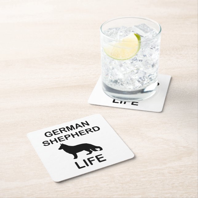 german shepherd life square paper coaster (Insitu)