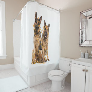 German Shepherd Lights Heart Christmas Santa Xmas Shower Curtain