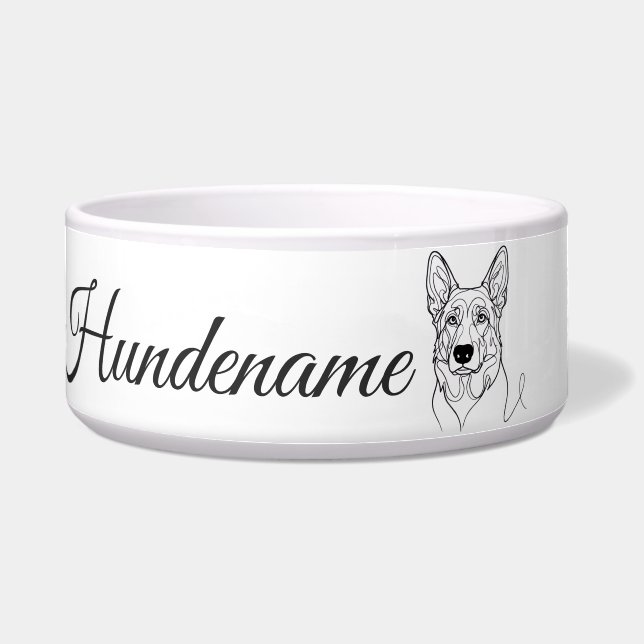 German Shepherd Line Art personalized bowl (Front)