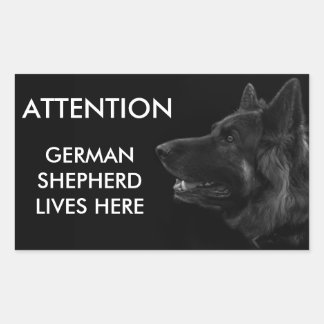 German shepherd lives here warning rectangular sticker