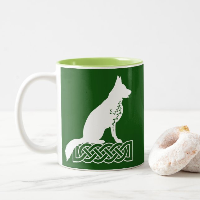 German Shepherd Loki Sailor’s Knot White Custom Two-Tone Coffee Mug (With Donut)