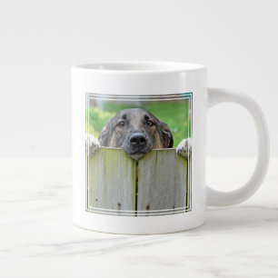 German Shepherd Looking Over Fence Large Coffee Mug