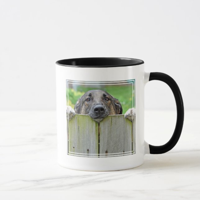 German Shepherd Looking Over Fence Mug (Right)