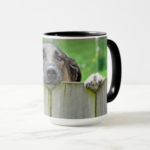 German Shepherd Looking Over Fence Mug