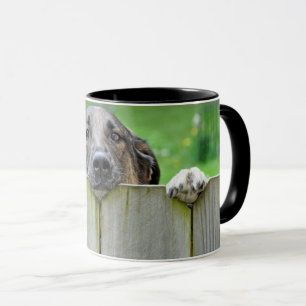 German Shepherd Looking Over Fence Mug