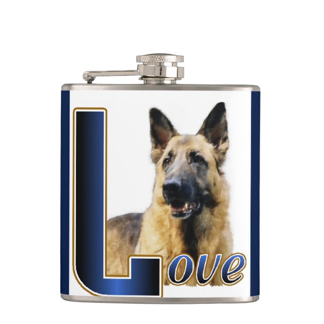 German Shepherd LOVE Gifts Hip Flask (Front)