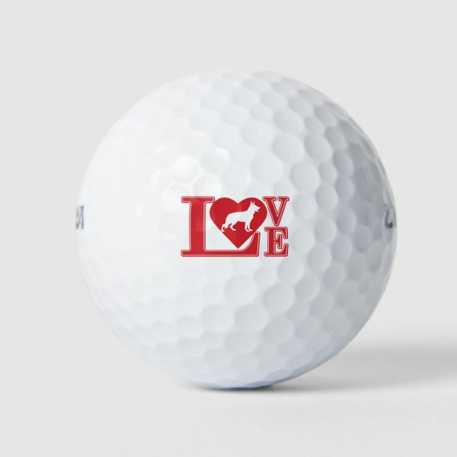 German Shepherd Love Heart Golf Balls (Front)