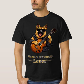 German Shepherd Lover Rock Star Guitar Dog Gift T-Shirt
