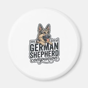 German Shepherd Lover Vintage Engraving Dog Typogr Magnet