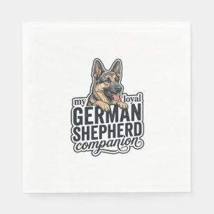 German Shepherd Lover Vintage Engraving Dog Typogr Napkin