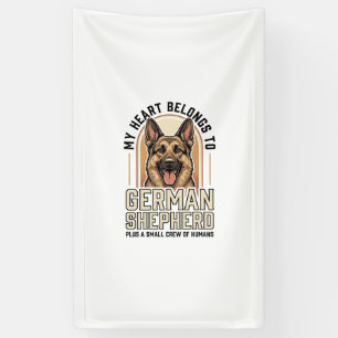 German Shepherd Lover Vintage Engraving Funny Dog  Banner