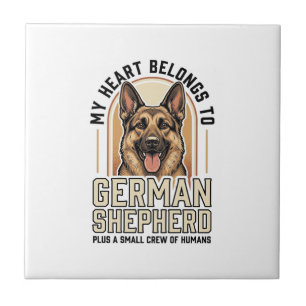 German Shepherd Lover Vintage Engraving Funny Dog Ceramic Tile