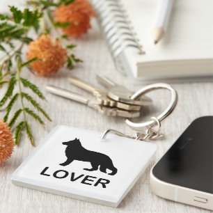 German Shepherd Lover with Silhouette Key Ring