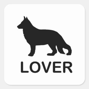 German Shepherd Lover with Silhouette Square Sticker