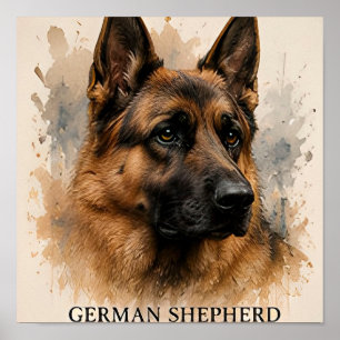 German Shepherd Loyal Working Dog Gift Poster