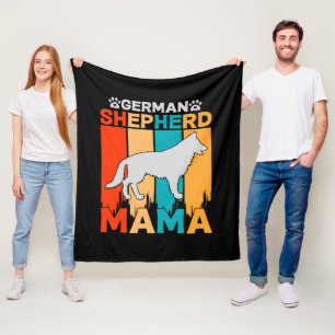 German Shepherd MAMA, Blue Brown on Black Fleece Blanket