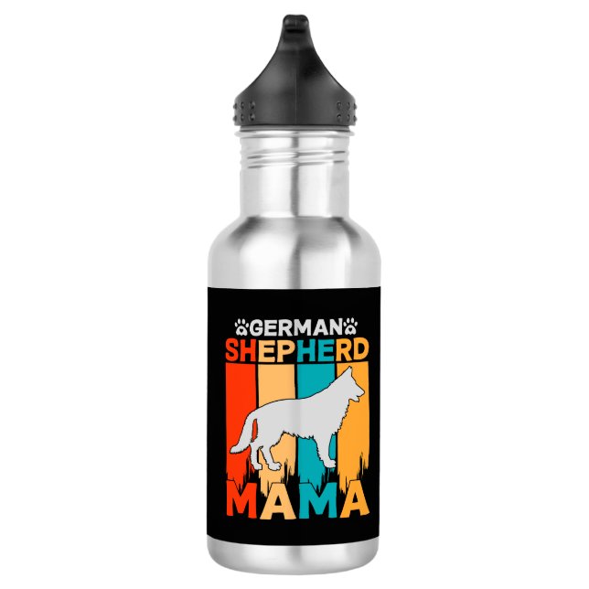 German Shepherd MAMA, Blue Brown on Ladies Black 532 Ml Water Bottle (Right)