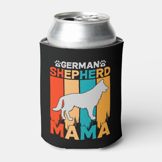 German Shepherd MAMA, Blue Brown on Ladies Black  Can Cooler (Can Front)