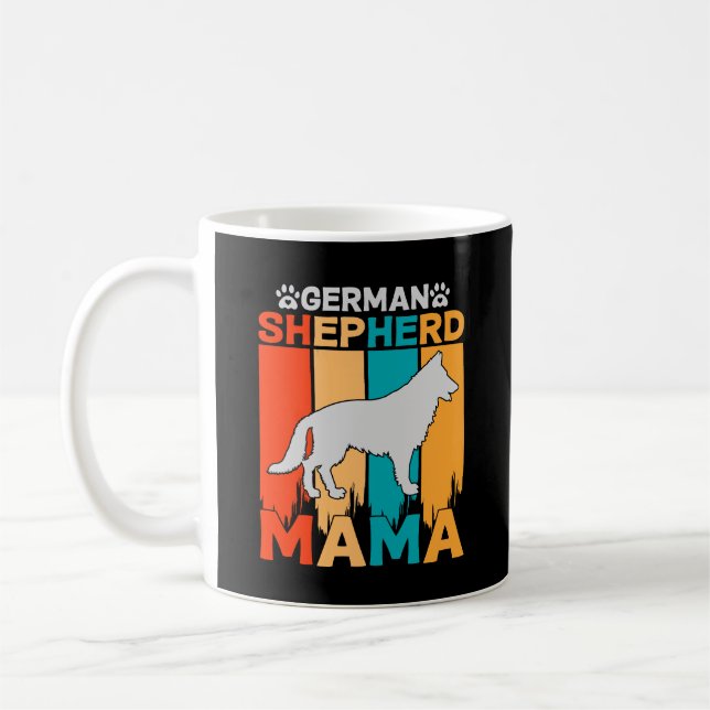 German Shepherd MAMA, Blue Brown on Ladies Black Coffee Mug (Left)
