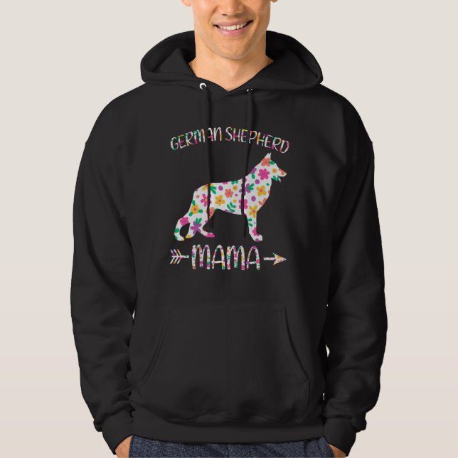 German Shepherd Mama Floral Dog Mom Mothers Day Hoodie (Front)