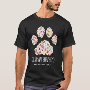 German Shepherd Mama Floral Paw Dog Mum T-Shirt