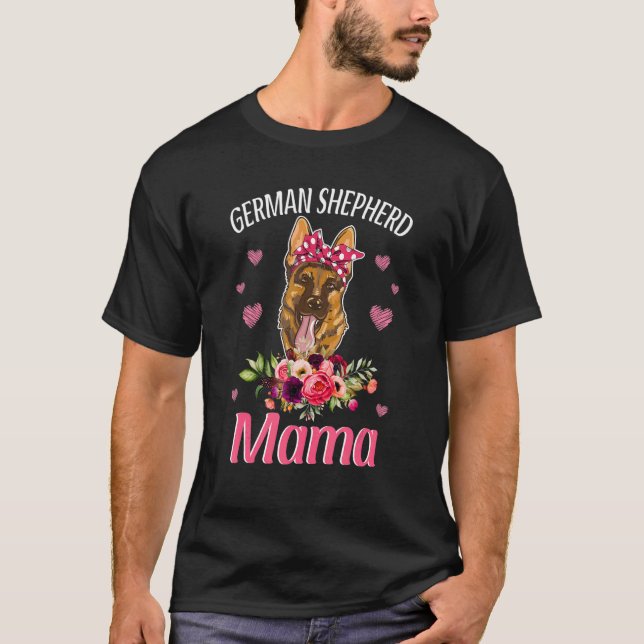 German Shepherd Mama German Shepherd Floral Mother T-Shirt (Front)