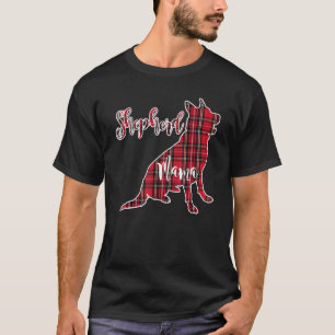 German Shepherd Mama Red Plaid Dog Mom T-Shirt