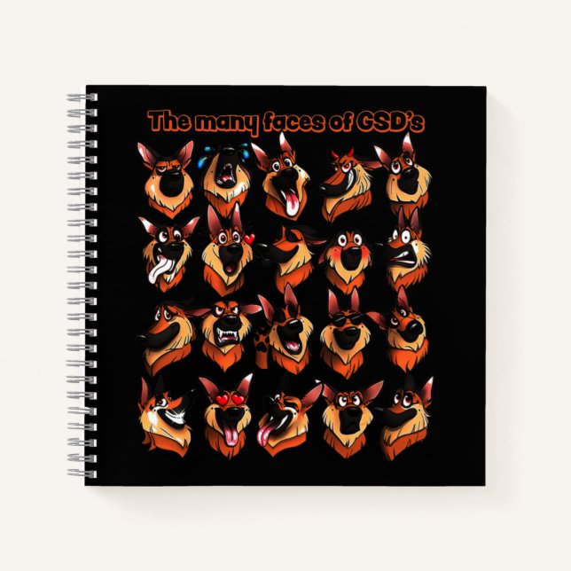 German Shepherd Many Faces Notebook (Front)