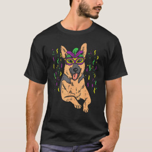 German Shepherd Mardi Gras Mask Cute Carnival Dog T-Shirt