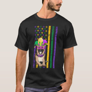 German Shepherd Mardi Gras Mask Cute Usa Flag Carn T-Shirt