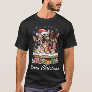 German Shepherd Merry Christmas Funny Dog Lovers H T-Shirt