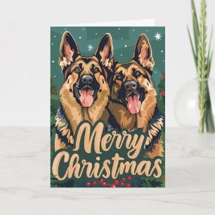 German Shepherd Merry Christmas Personalised Holiday Card