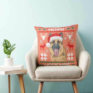 German Shepherd Merry Woofmas Sweatshirt Christmas Cushion
