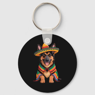 German shepherd mexican sombrero mexico cinco de key ring