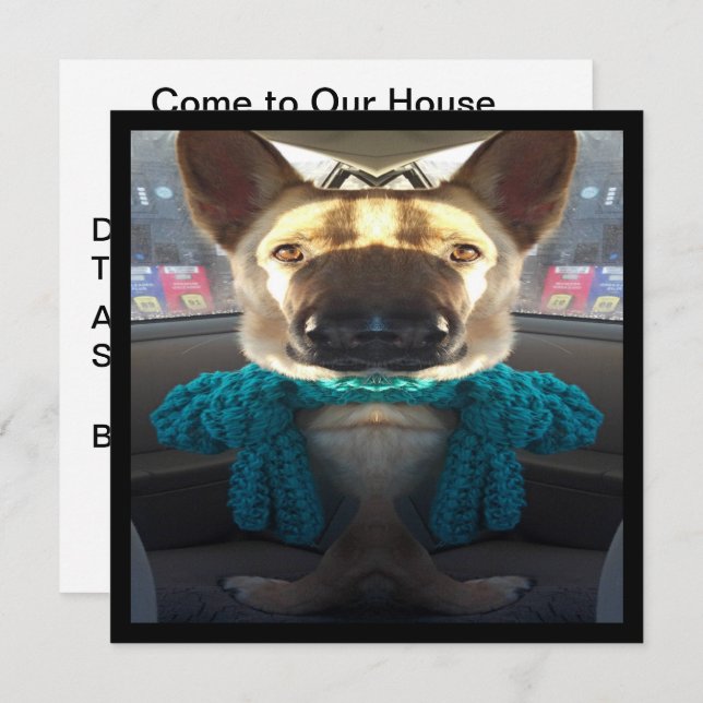 German Shepherd Mirrored Distortion Invitation (Front/Back)