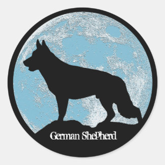 German Shepherd Moon Classic Round Sticker