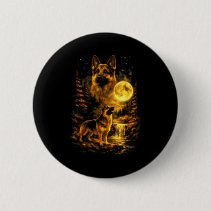 German Shepherd Moonlit Night Art Dog Howling At T 6 Cm Round Badge
