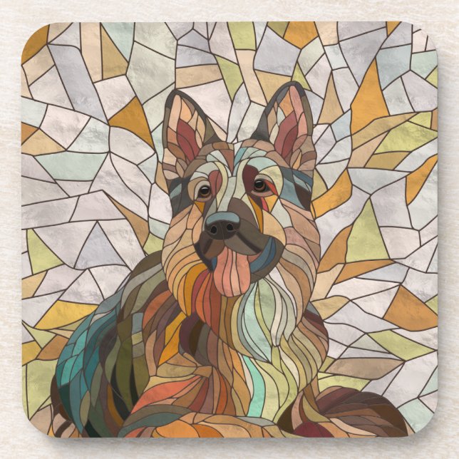 German Shepherd -  Mosaic Art Coaster (Front)
