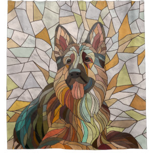 German Shepherd - Mosaic Art Shower Curtain