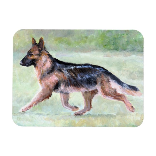 German Shepherd Moving Dog Art Magnet (Horizontal)