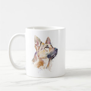 German Shepherd Mug, Watercolor GSD Dog Coffee Mug