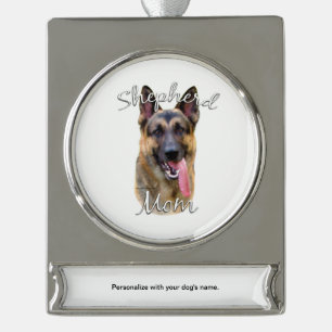 German Shepherd Mum 2 Silver Plated Banner Ornament