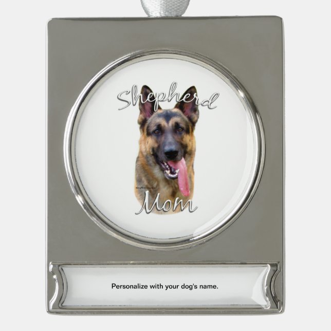 German Shepherd Mum 2 Silver Plated Banner Ornament (Front)