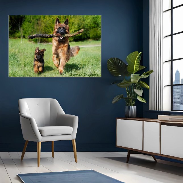 German Shepherd Mum and Pup Running Poster  (Creator Uploaded)