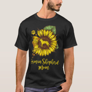 German Shepherd Mum Best Sunflower With Dog Paw T-Shirt