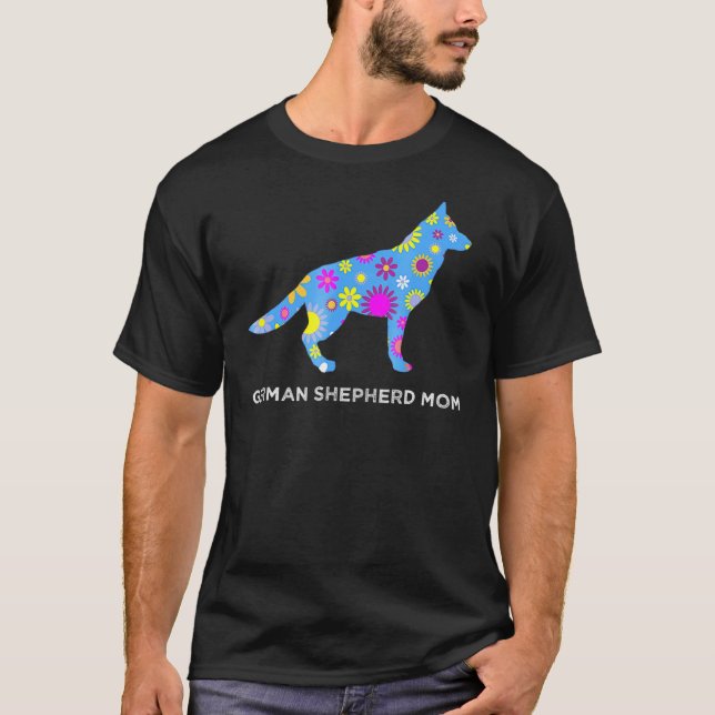 German Shepherd Mum Cute Floral Tees (Front)