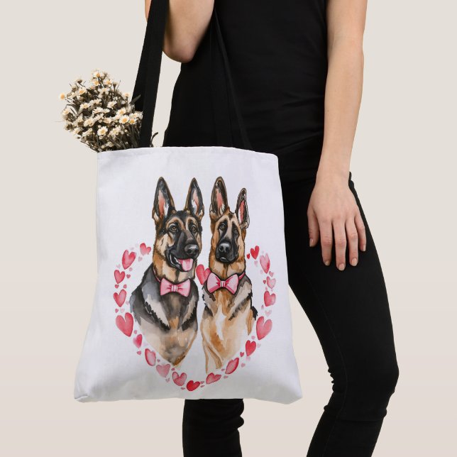 German Shepherd Mum Dog Parents Love Watercolor  Tote Bag (Close Up)
